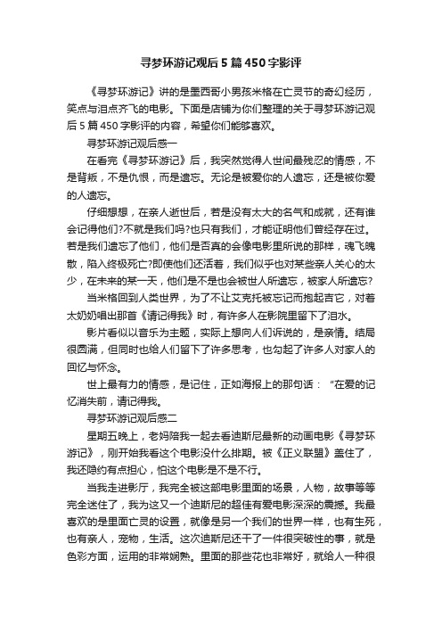 寻梦环游记观后5篇450字影评