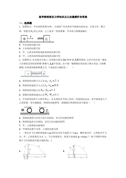 高考物理南京力学知识点之动量解析含答案