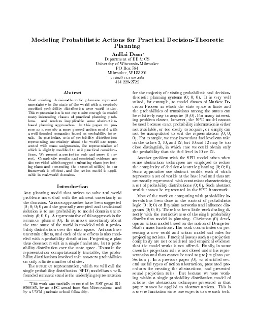 Modeling probabilistic actions for practical decision-theoretic planning