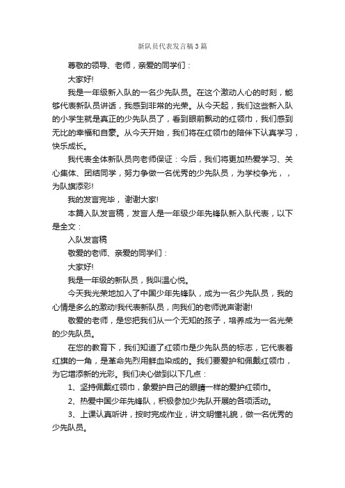 新队员代表发言稿3篇_发言稿_