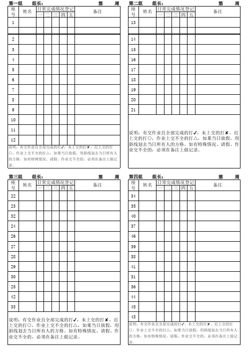 作业完成情况登记表