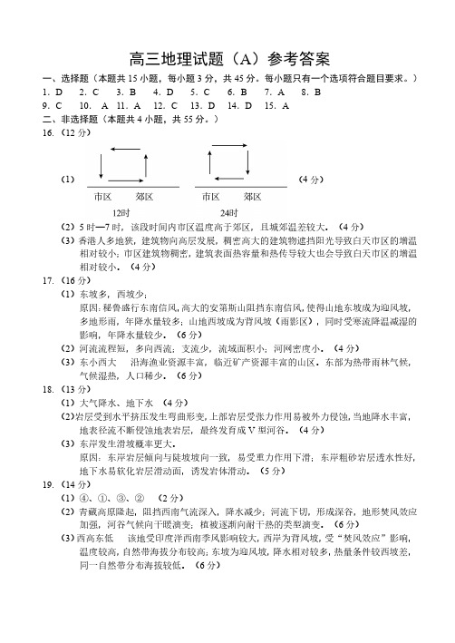 山东省菏泽市2023-2024学年高三上学期期中考试地理答案