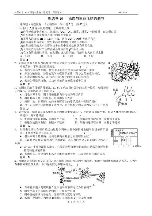 周练卷10 (教师版)