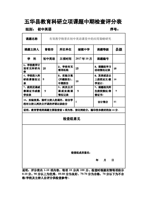 中期检查评分表 (1)