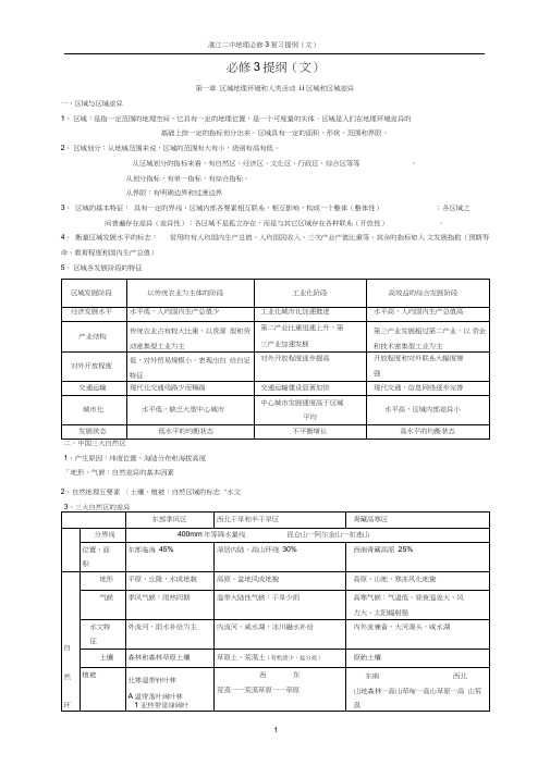 (完整word)中图版_高中地理必修三知识归纳整理,推荐文档