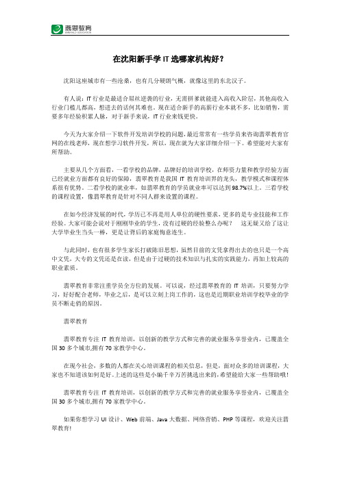 在沈阳新手学IT选哪家机构好?