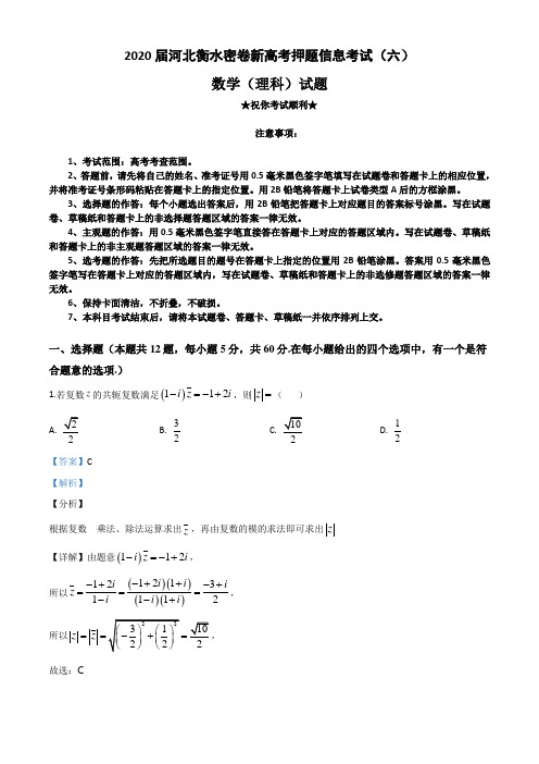 2020届河北衡水密卷新高考押题信息考试(六)理科数学