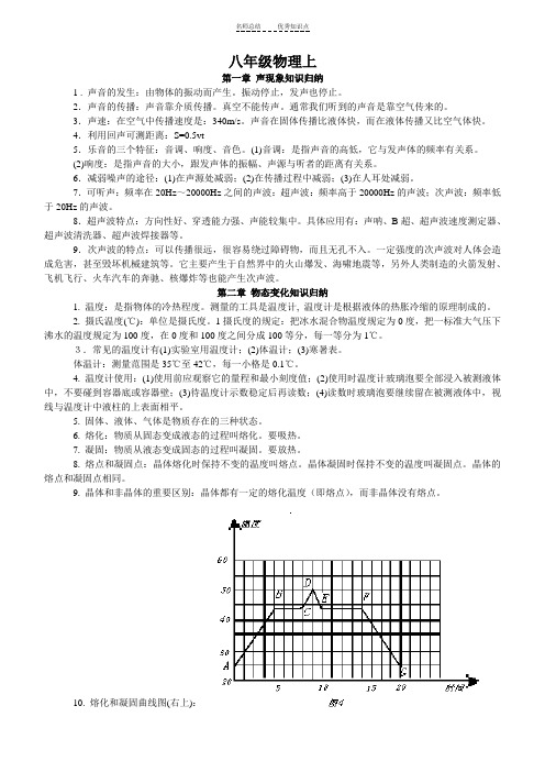 八年级上物理知识点+公式总结