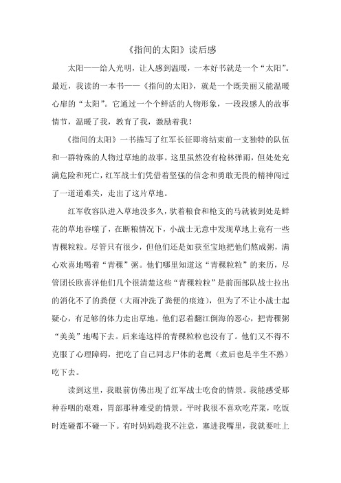 《指间的太阳》读后感