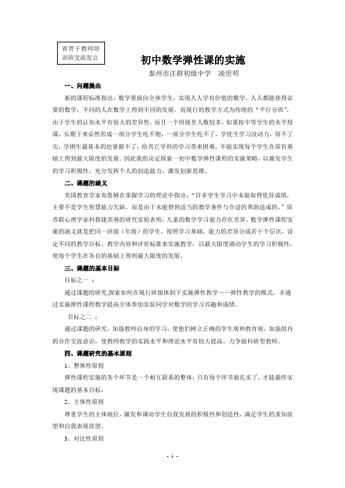 初中数学弹性课程结题报告