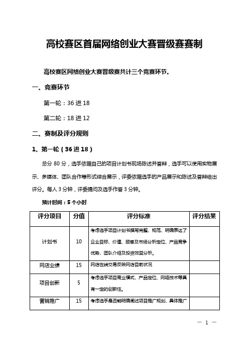 大学生网络创业大赛晋级赛赛制