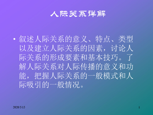 人际关系的意义、特点、类型以及建立人际关系的因素