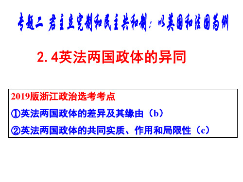 浙江省桐庐分水高级中学高中政治选修3课件：24英法政治体制的异同(共13张PPT)