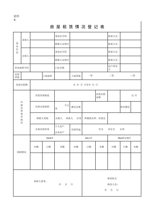 房屋租赁情况登记表