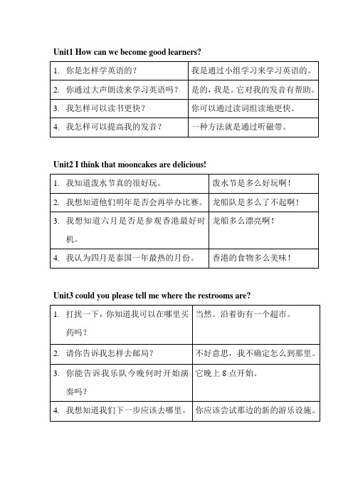 九年级英语Grammar-Focus汉语