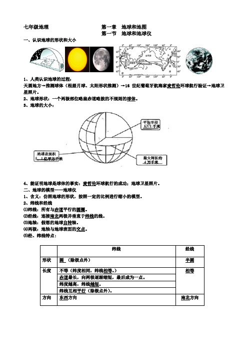 地理 七年级上 知识框架