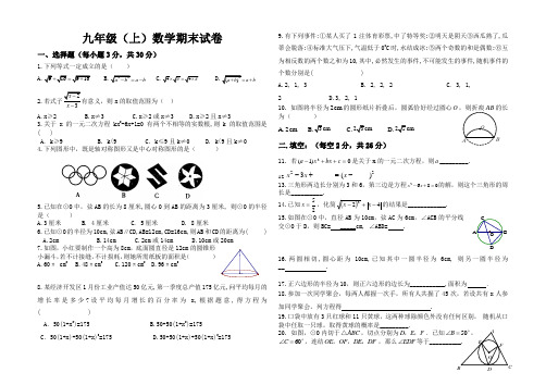 新人教版九年级(上)数学期末试卷