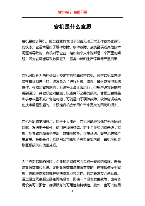 宕机是什么意思