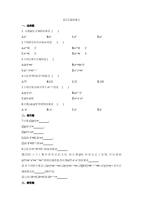 12.1 2.幂的乘方同步练习 2021—2022学年华东师大版八年级数学上册