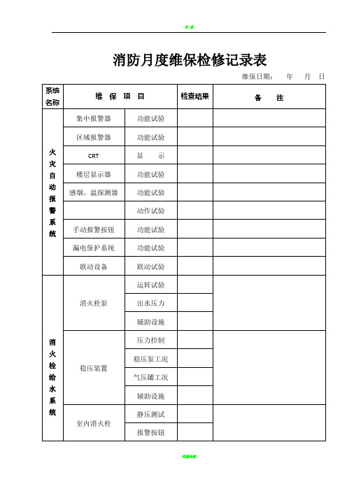 消防维保月度检查表