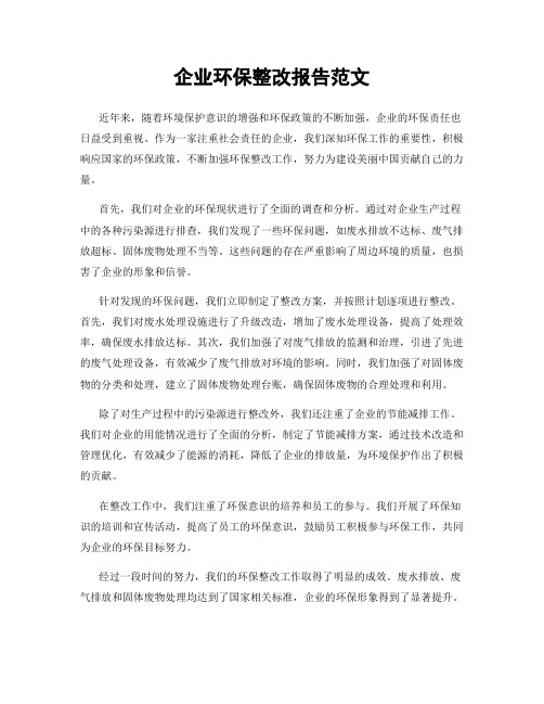 企业环保整改报告范文