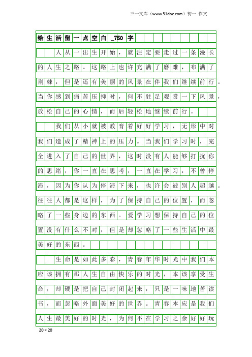 初一作文：给生活留一点空白_750字