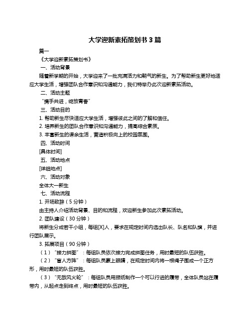 大学迎新素拓策划书3篇