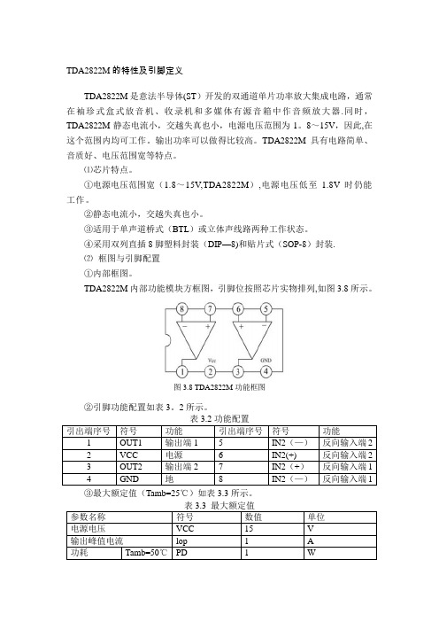 TDA2822M的特性及引脚定义