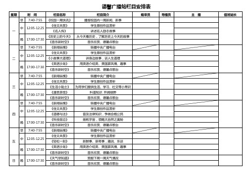 德馨之声广播站栏目安排表