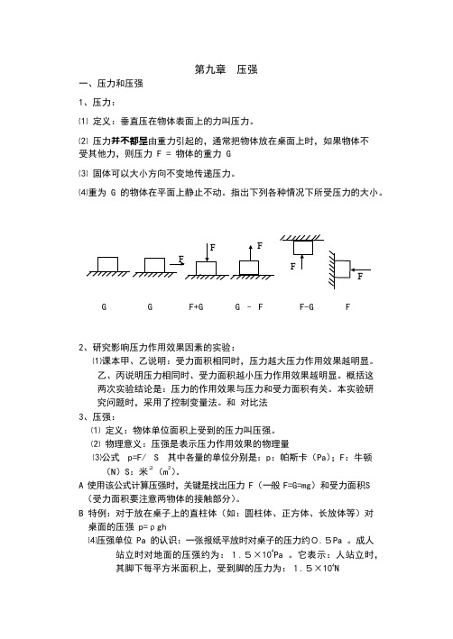 (完整版)初中物理压强知识点总结