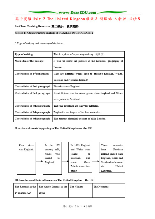 高中英语Unit 2 The United Kingdom教案3 新课标 人教版 必修5