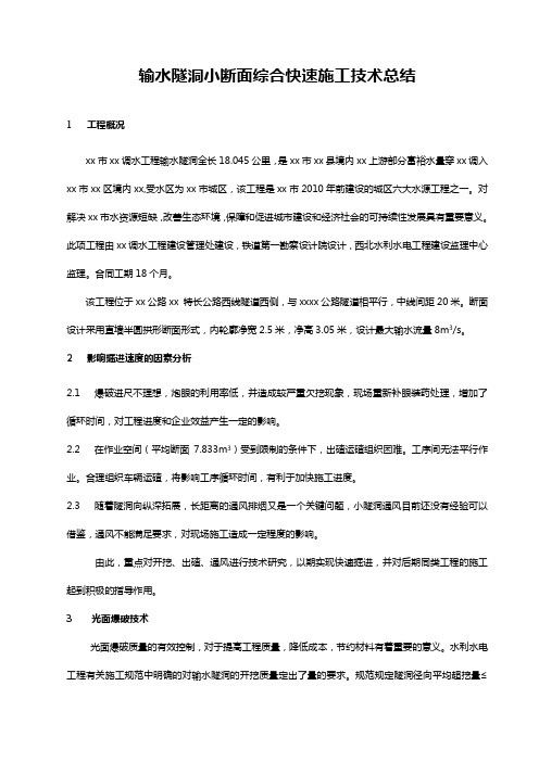 输水隧洞小断面综合快速施工技术总结