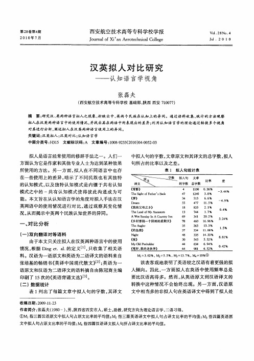 汉英拟人对比研究——认知语言学视角