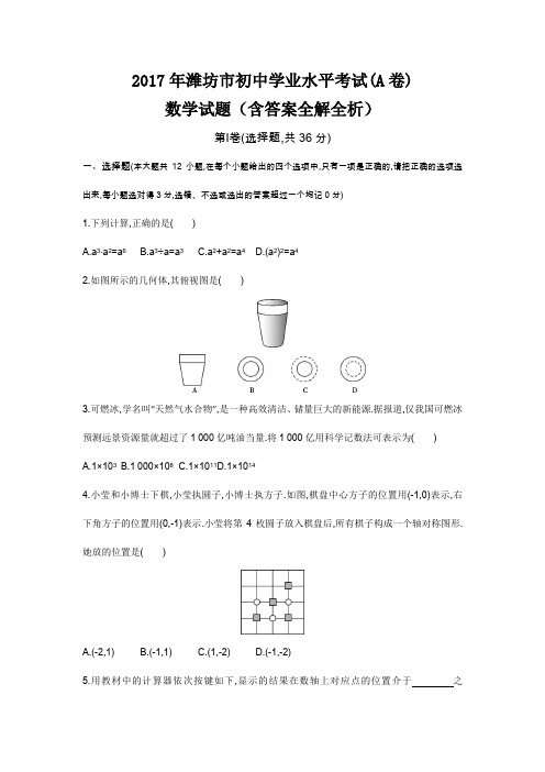 2017年潍坊高中招生考试数学试卷