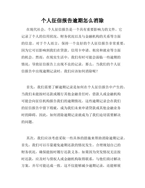 个人征信报告逾期怎么消除