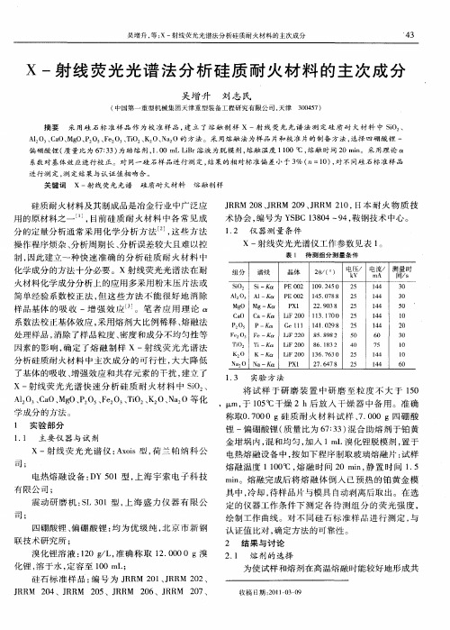 X-射线荧光光谱法分析硅质耐火材料的主次成分