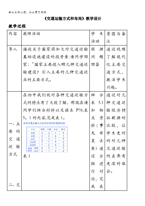 2016-2017学年高一地理人教版必修2教学设计：5.1《交通运输方式和布局》4 含答案