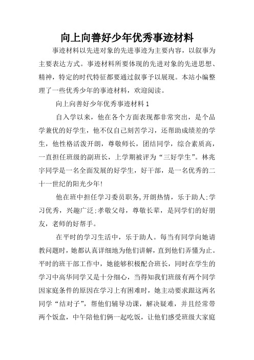 向上向善好少年优秀事迹材料