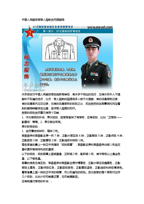 中国人民解放军军人胸前资历牌解释