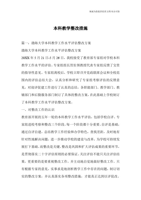 本科教学整改措施