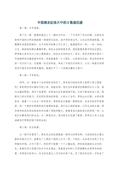 中国通史纪录片中的5集读后感