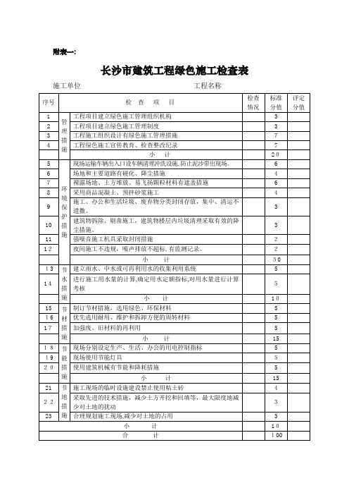 绿色施工管理制度检查表