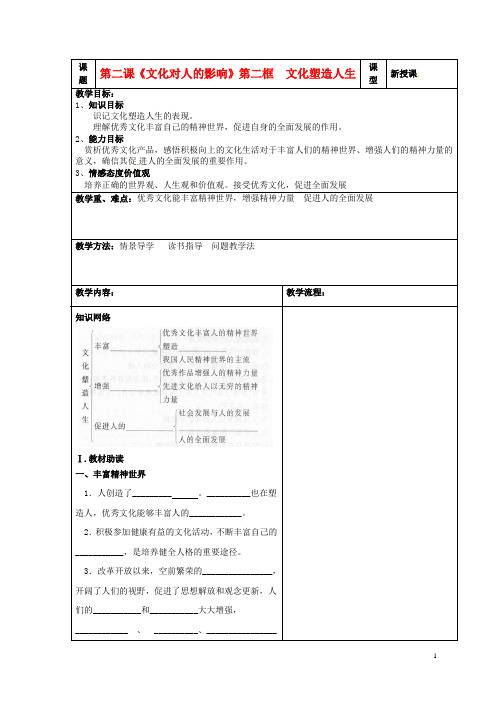 内蒙古翁牛特旗乌丹第一中学高中政治 1.2文化对人的影响第二课时教学案 新人教版必修3