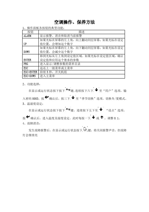 空调操作、保养方法