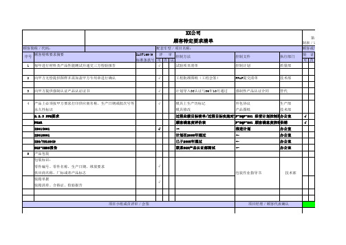 iatf16949顾客特殊要求清单