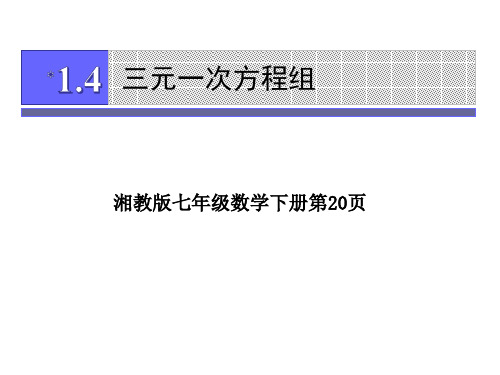 湘教版七年级数学下册1.4三元一次方程组