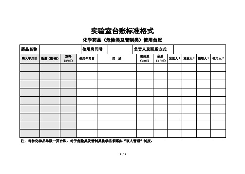 实验室台账标准格式