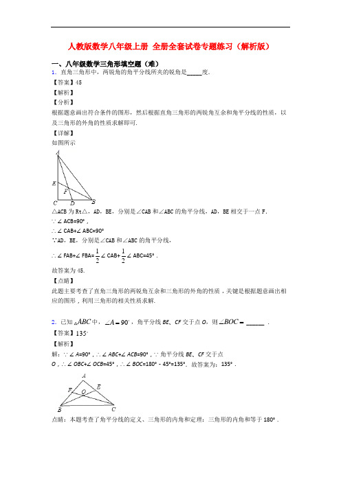 人教版数学八年级上册 全册全套试卷专题练习(解析版)