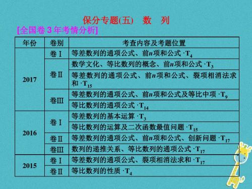 2018届高考数学二轮复习第一部分层级二保分专题五数列课件理