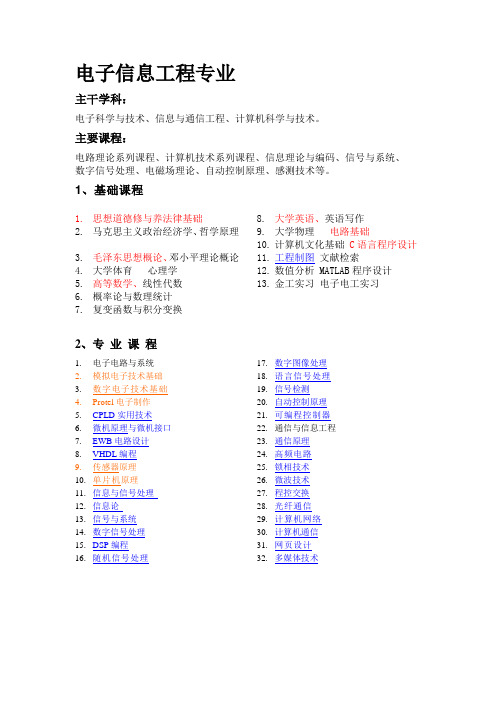 电子信息工程专业课程规划